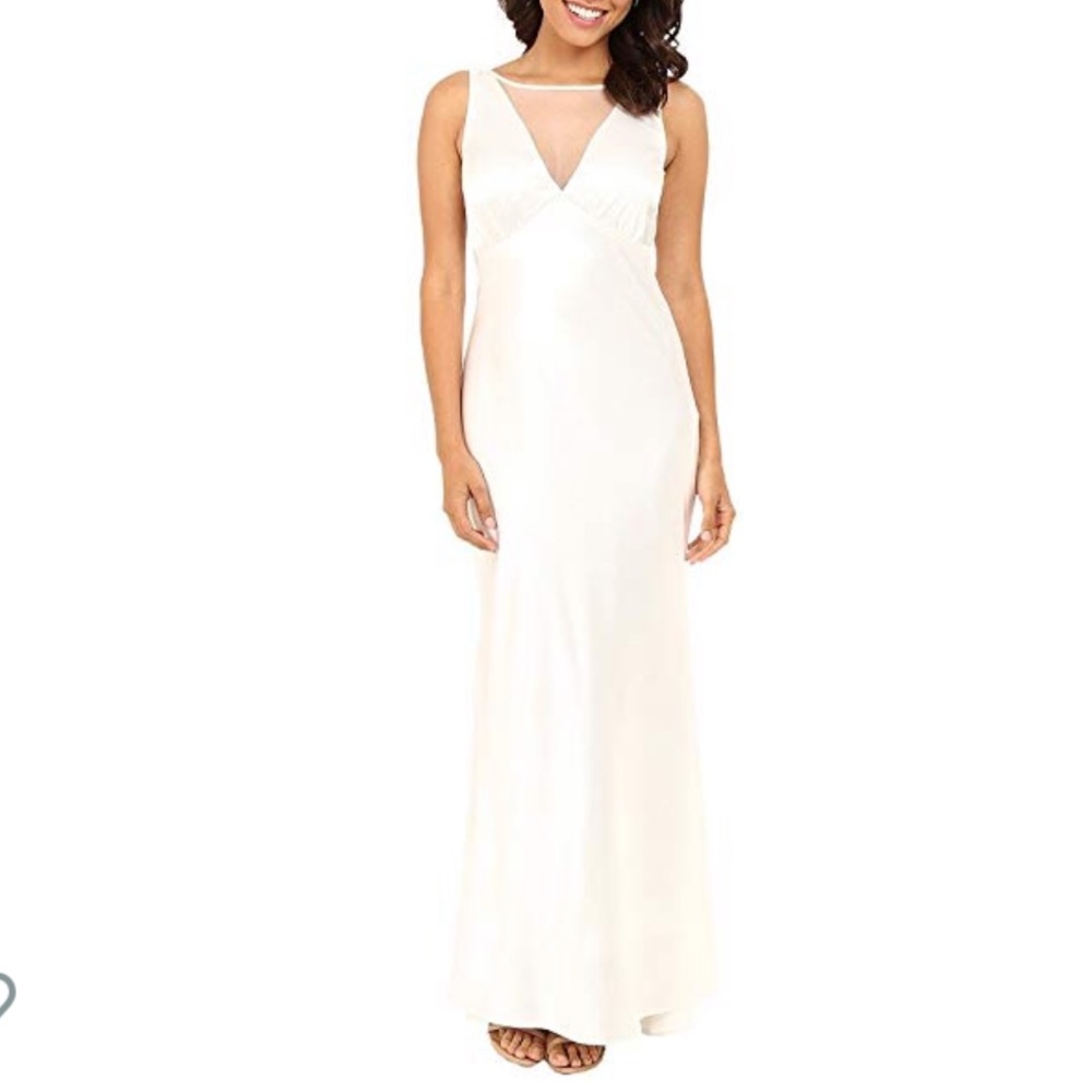 Stunning, white, satin gown! Size 8.